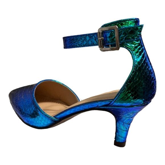 Chase & Chloe Rainbow Snake Iridescent Pointed Toe Heels NIB Designer US 5.5 - Picture 8 of 15